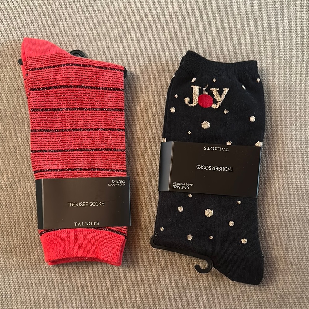 Talbots Red and Black Dress Socks Set